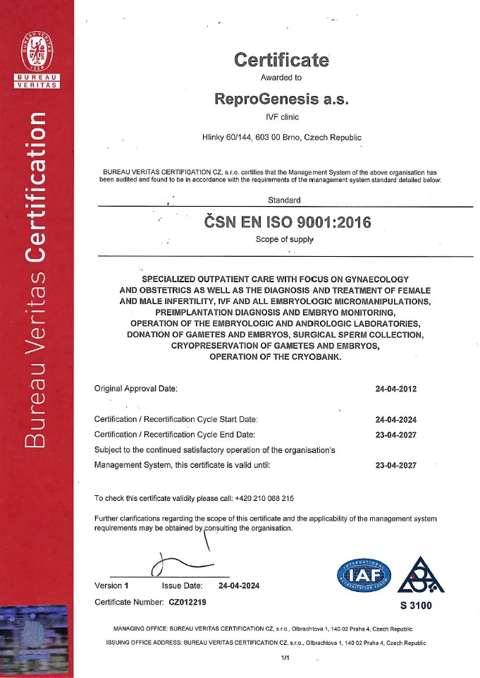 Certifikát ReproGenesis